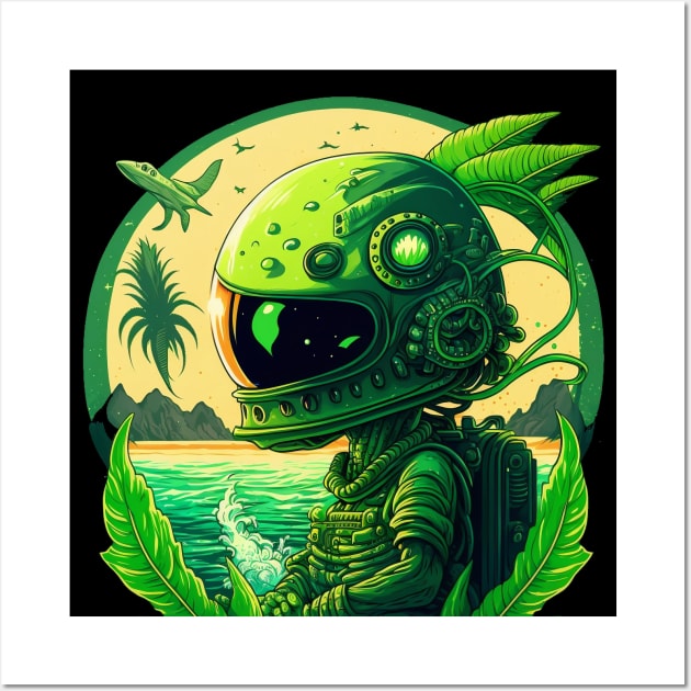 Green alien astronaut Wall Art by Kamila's Ideas